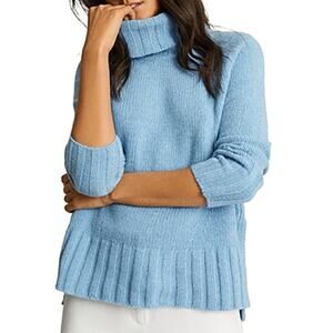 NWT! REISS Eve Wool Cashmere Blend Roll Neck Blue SMALL